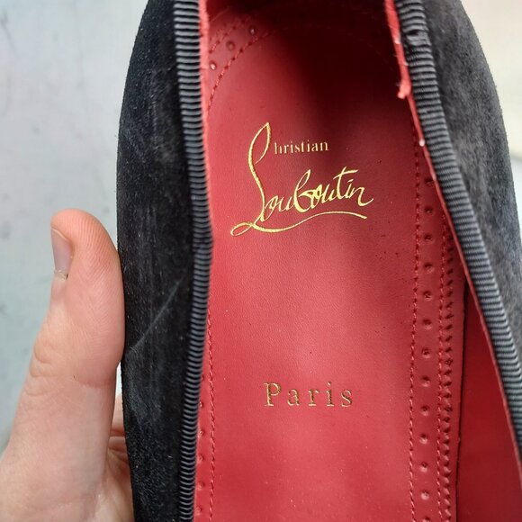 CHRISTIAN LOUBOUTIN Black Dandelion Strass Suede Logo Loafer - Picture 5 of 11